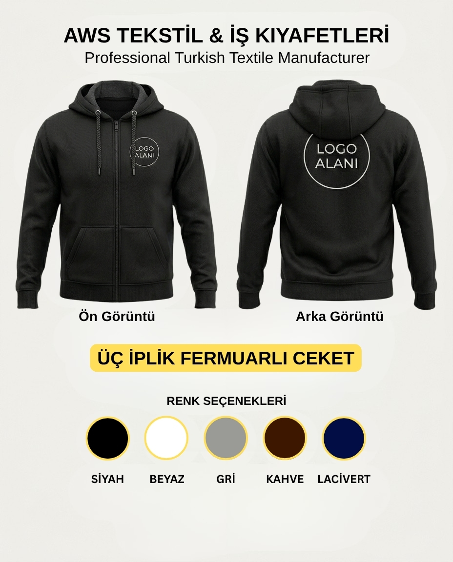 Üç İplik Fermuarlı Penye